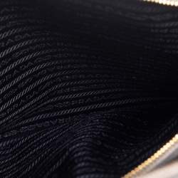 Pre Owned Prada White/Black Saffiano Lux Leather Medium Double Zip Tote