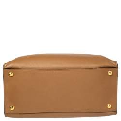 Pre Owned Prada Tan Saffiano Soft Leather Middle Zip Tote