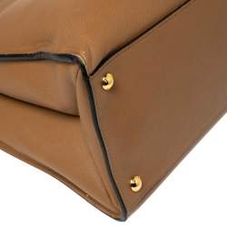 Pre Owned Prada Tan Saffiano Soft Leather Middle Zip Tote