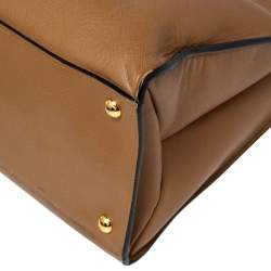 Pre Owned Prada Tan Saffiano Soft Leather Middle Zip Tote