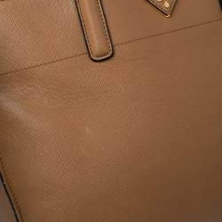 Pre Owned Prada Tan Saffiano Soft Leather Middle Zip Tote