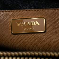Pre Owned Prada Tan Saffiano Soft Leather Middle Zip Tote