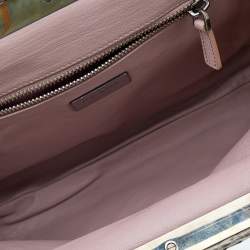 Pre Owned Prada Multicolor Printed Nylon and Crocodile Frame Satchel