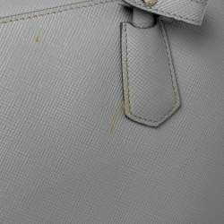 Pre Owned Prada Grey Saffiano Cuir Leather Twin Tote