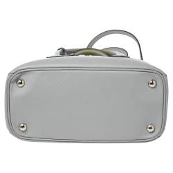 Pre Owned Prada Grey Saffiano Cuir Leather Twin Tote