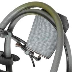 Pre Owned Prada Grey Saffiano Cuir Leather Twin Tote