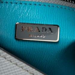 Pre Owned Prada Grey Saffiano Cuir Leather Twin Tote