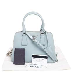 Pre Owned Prada Blue Saffiano Lux Leather Small Promenade Satchel