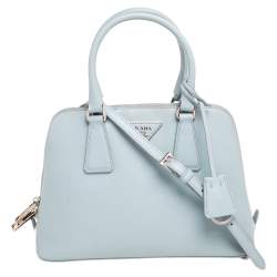 Pre Owned Prada Blue Saffiano Lux Leather Small Promenade Satchel