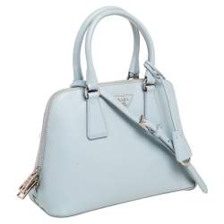 Pre Owned Prada Blue Saffiano Lux Leather Small Promenade Satchel