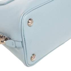 Pre Owned Prada Blue Saffiano Lux Leather Small Promenade Satchel