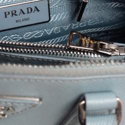 Pre Owned Prada Blue Saffiano Lux Leather Small Promenade Satchel