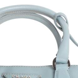 Pre Owned Prada Blue Saffiano Lux Leather Small Promenade Satchel