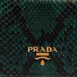 Pre Owned Prada Black/Green Python Flap Continental Wallet