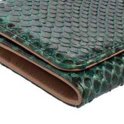 Pre Owned Prada Black/Green Python Flap Continental Wallet