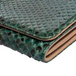 Pre Owned Prada Black/Green Python Flap Continental Wallet