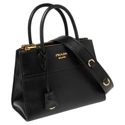 Pre Owned Prada Black Saffiano Leather City Tote