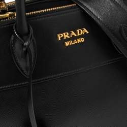 Pre Owned Prada Black Saffiano Leather City Tote