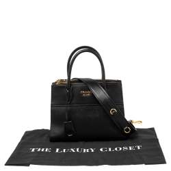 Pre Owned Prada Black Saffiano Leather City Tote