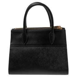 Pre Owned Prada Black Saffiano Leather City Tote