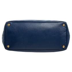 Pre Owned Prada Blue Saffiano Lux Leather Medium Galleria Tote
