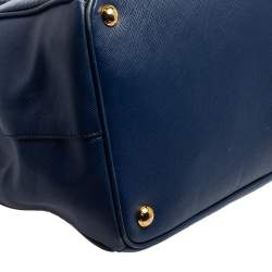 Pre Owned Prada Blue Saffiano Lux Leather Medium Galleria Tote