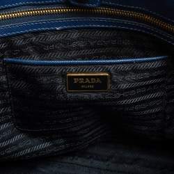 Pre Owned Prada Blue Saffiano Lux Leather Medium Galleria Tote
