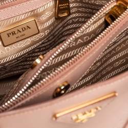 Pre Owned Prada Dusty Pink Saffiano Lux Leather Middle Zip Galleria Tote