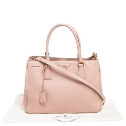 Pre Owned Prada Dusty Pink Saffiano Lux Leather Middle Zip Galleria Tote