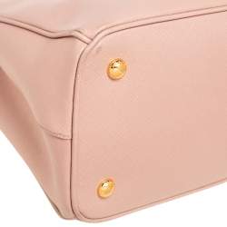 Pre Owned Prada Dusty Pink Saffiano Lux Leather Middle Zip Galleria Tote
