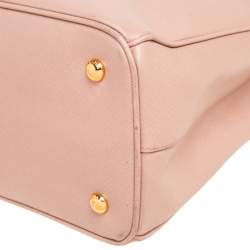 Pre Owned Prada Dusty Pink Saffiano Lux Leather Middle Zip Galleria Tote