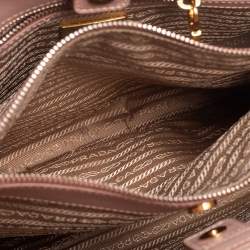 Pre Owned Prada Dusty Pink Saffiano Lux Leather Middle Zip Galleria Tote