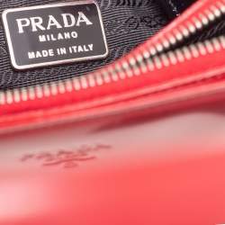 Pre Owned Prada Red Glossy Leather Vintage Tote