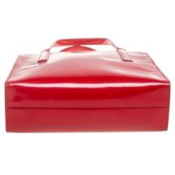 Pre Owned Prada Red Glossy Leather Vintage Tote