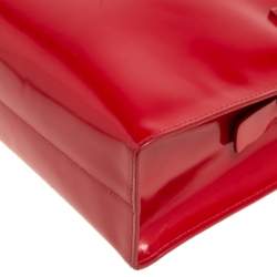 Pre Owned Prada Red Glossy Leather Vintage Tote