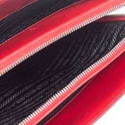 Pre Owned Prada Red Glossy Leather Vintage Tote