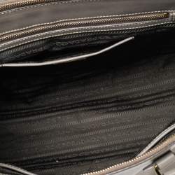 Pre Owned Prada Argilla Saffiano Lux Leather Medium Galleria Double Zip Tote