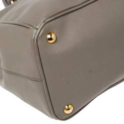Pre Owned Prada Argilla Saffiano Lux Leather Medium Galleria Double Zip Tote