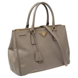 Pre Owned Prada Argilla Saffiano Lux Leather Medium Galleria Double Zip Tote