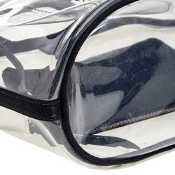 Pre Owned Prada Black/Transparent Canvas and PVC Logo Tote