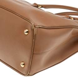 Pre Owned Prada Brown Saffiano Lux Leather Small Middle Zip Tote