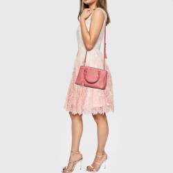 Pre Owned Prada Pink Saffiano Lux Leather Small Galleria Double Zip Tote