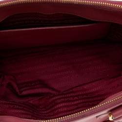 Pre Owned Prada Pink Saffiano Lux Leather Small Galleria Double Zip Tote