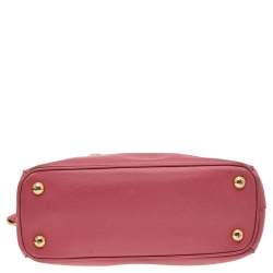 Pre Owned Prada Pink Saffiano Lux Leather Small Galleria Double Zip Tote