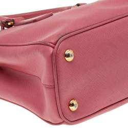 Pre Owned Prada Pink Saffiano Lux Leather Small Galleria Double Zip Tote