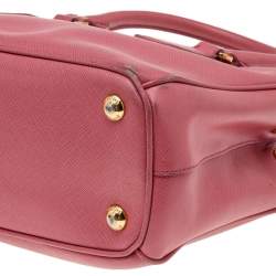 Pre Owned Prada Pink Saffiano Lux Leather Small Galleria Double Zip Tote