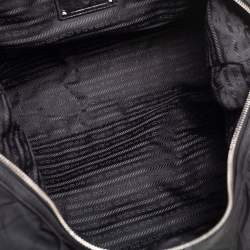 Pre Owned Prada Black Nylon Tessuto Metal Handle Satchel