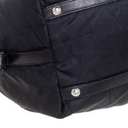Pre Owned Prada Black Nylon Tessuto Metal Handle Satchel