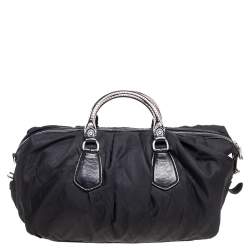 Pre Owned Prada Black Nylon Tessuto Metal Handle Satchel