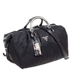 Pre Owned Prada Black Nylon Tessuto Metal Handle Satchel